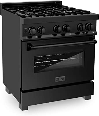 ZLINE 30 4.0 cu. ft. Dual Fuel Range with Gas Stove and Electric Oven in Black Stainless Steel